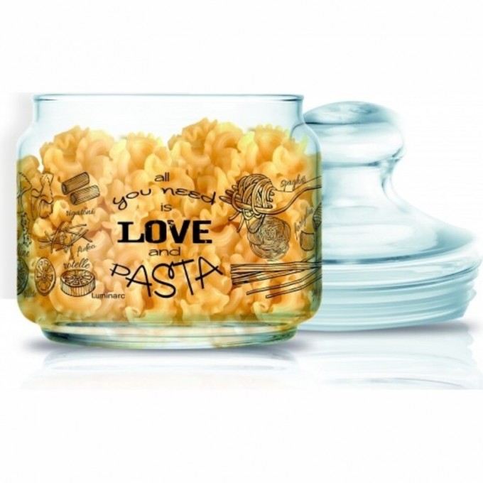 Банка для сыпучих продуктов LUMINARC LOVE PASTA PLANO со стеклянной крышкой 0.5 л P7806