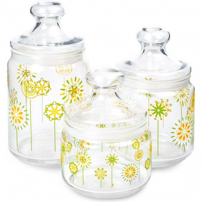 Набор банок LUMINARC КОТТОН ФЛАУЭР 3шт (0.5л + 0.75л + 1л) S410234