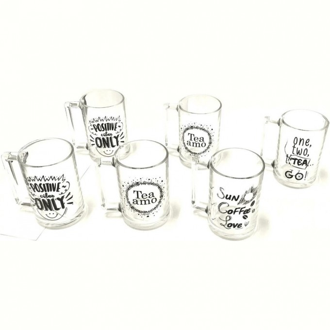 Набор кружек LUMINARC ФИТНЕС надписи микс дизайнов 6шт 320мл Q4031-6MIX