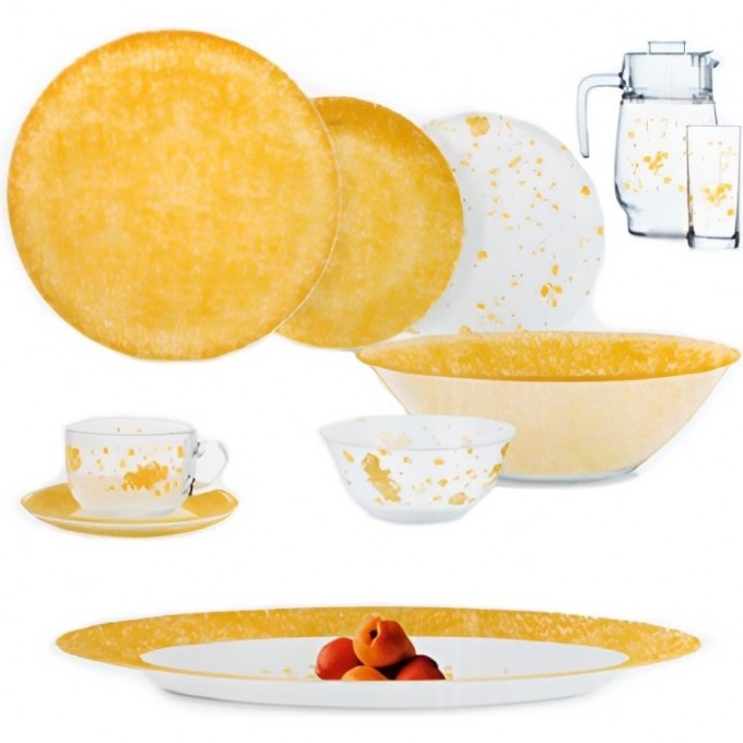 Набор столовый LUMINARC SIMPLY MON'D'OR GOLD & WHITE 46 предметов V3998